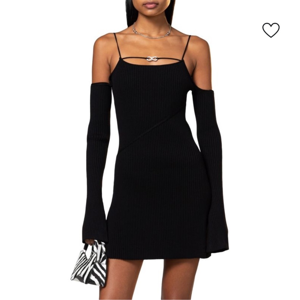 MACH & MACH Black Ribbed Top with Silver Accent